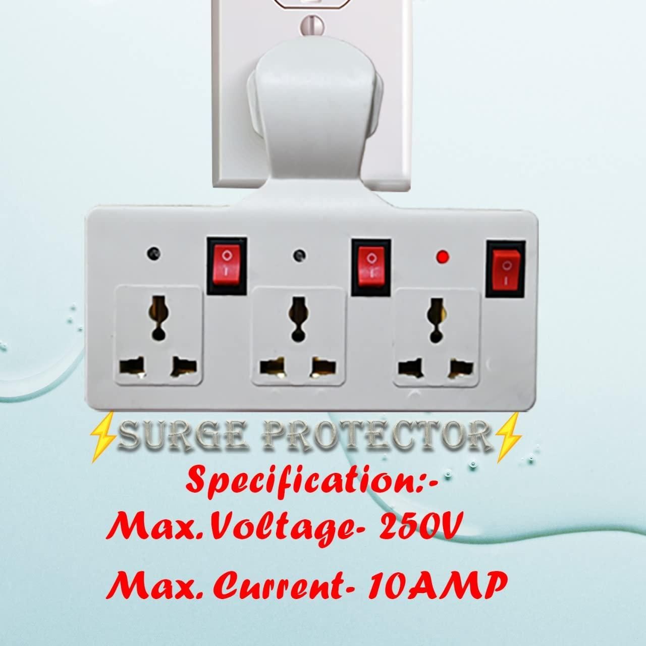 3-Pin Multi Plug Point Cordless Wall Socket Extension Board