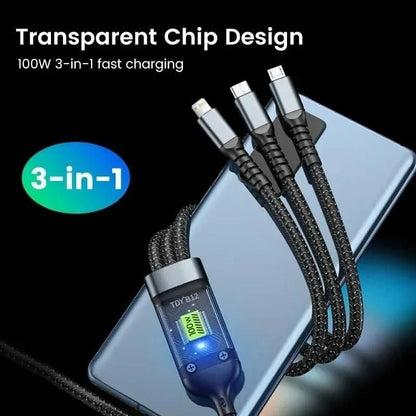 3-in-1 Fast Charging Cable for USB-C, Lightning & Micro-USB Devices