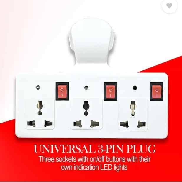 3-Pin Multi Plug Point Cordless Wall Socket Extension Board