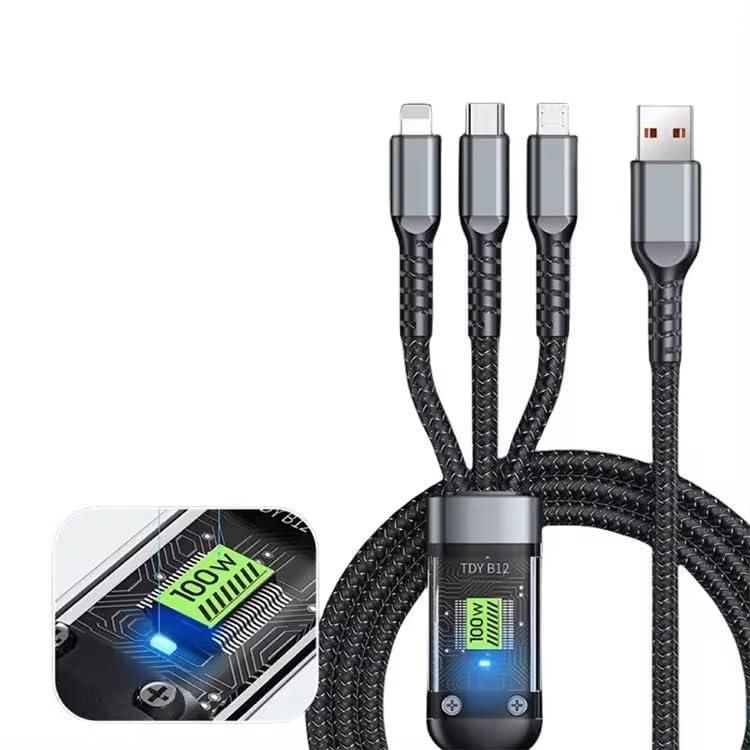 3-in-1 Fast Charging Cable for USB-C, Lightning & Micro-USB Devices