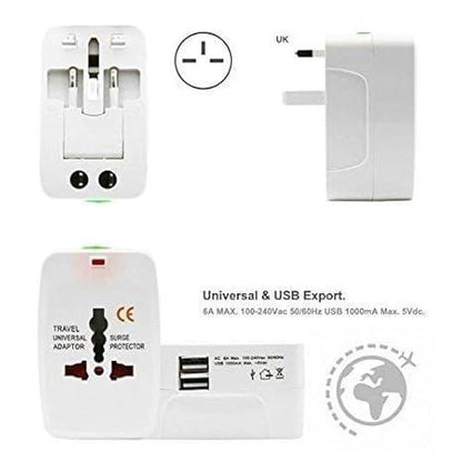 Worldwide Travel Adapter with Built-in Dual USB Charger Ports