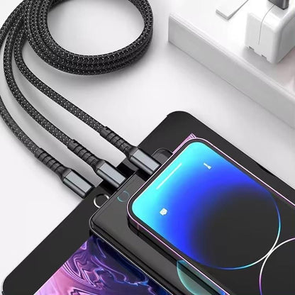 3-in-1 Fast Charging Cable for USB-C, Lightning & Micro-USB Devices