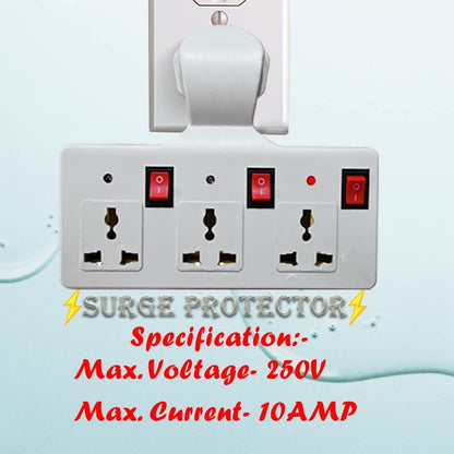 3-Pin Multi Plug Point Cordless Wall Socket Extension Board